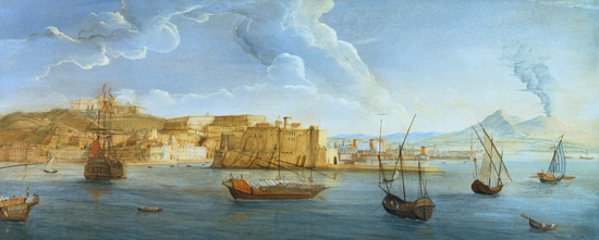 View of Naples with the Castel dell'Ovo and Vesuvius in the background from Gaspar Adriaens van Wittel