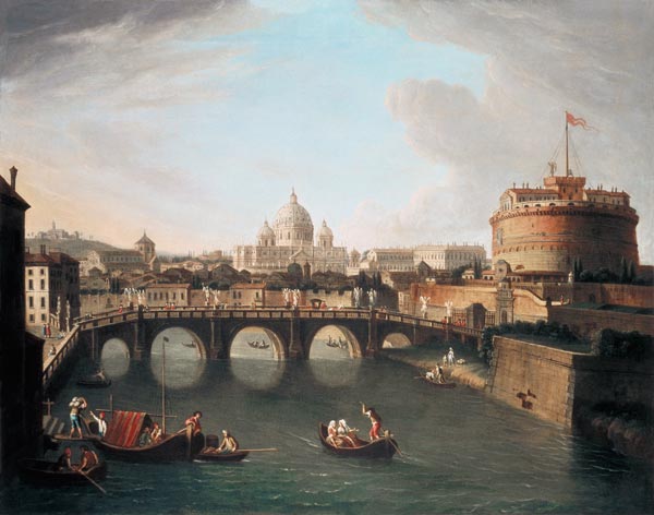Stevenson Ontwijken Missionaris A View of Rome with the Bridge and Caste - Gaspar van Wittel as art print  or hand painted oil.