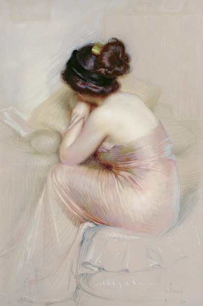 Study of Young Woman in a Satin Evening Dress from Gaston Bouy