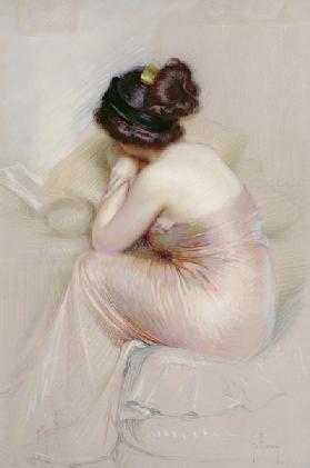 Study of Young Woman in a Satin Evening Dress
