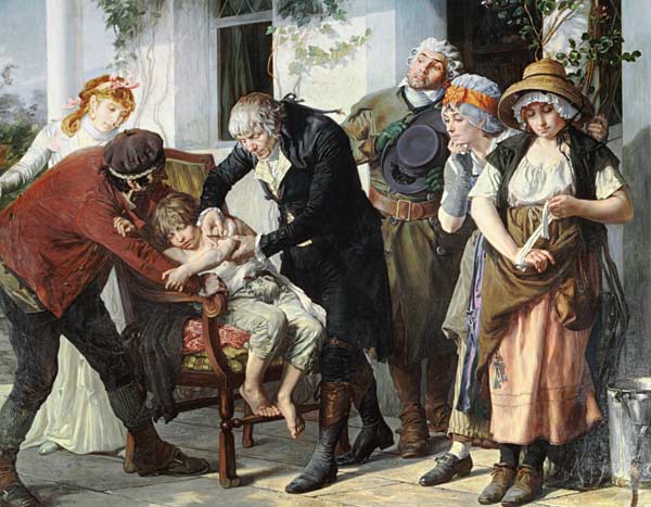 Edward Jenner (1749-1823) performing the first vaccination against Smallpox in 1796 from Gaston Melingue