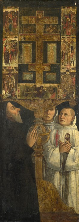Cardinal Bessarion and Two Members of the Scuola della Carità in prayer with the Bessarion Reliquary from Gentile Bellini