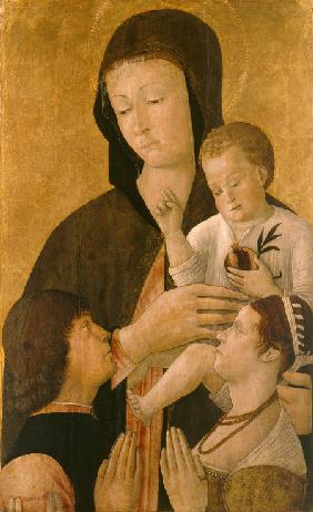 Madonna with child and two donors