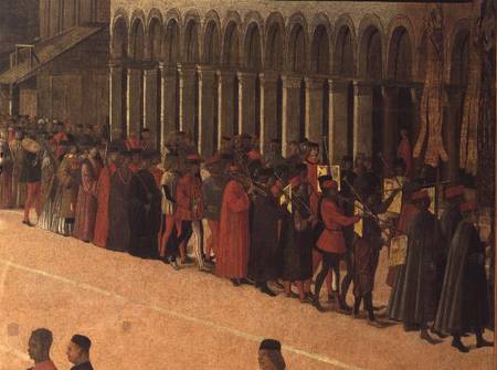 Procession in St. Mark's Square, detail of musicians from Gentile Bellini