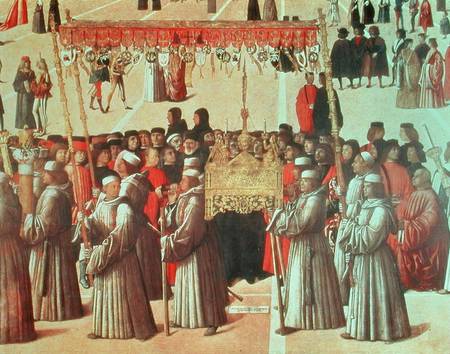 Procession in the St. Mark's Square, detail of the Basilica from Gentile Bellini