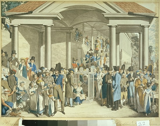 Health Community at the Karlsbader Fountain, 1810 (aquatint drawing) from Georg Emanuel Opitz