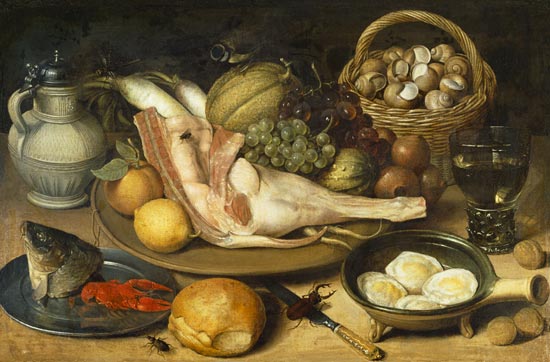 Food with beetles and titmouse from Georg Flegel