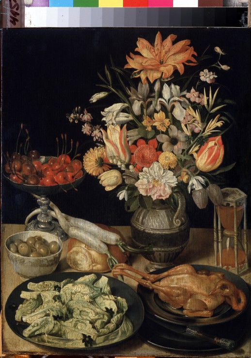 Still life with flowers and snack from Georg Flegel