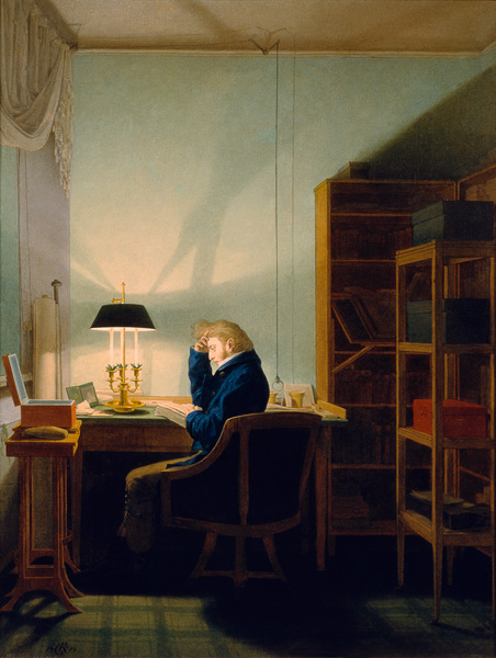 Reading at artificial light from Georg Friedrich Kersting
