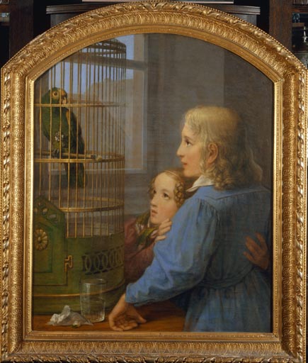 Zwei Kinder vor einem Papageienbauer from Georg Friedrich Kersting