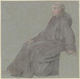 Sitzender Mönch, im Profil nach links