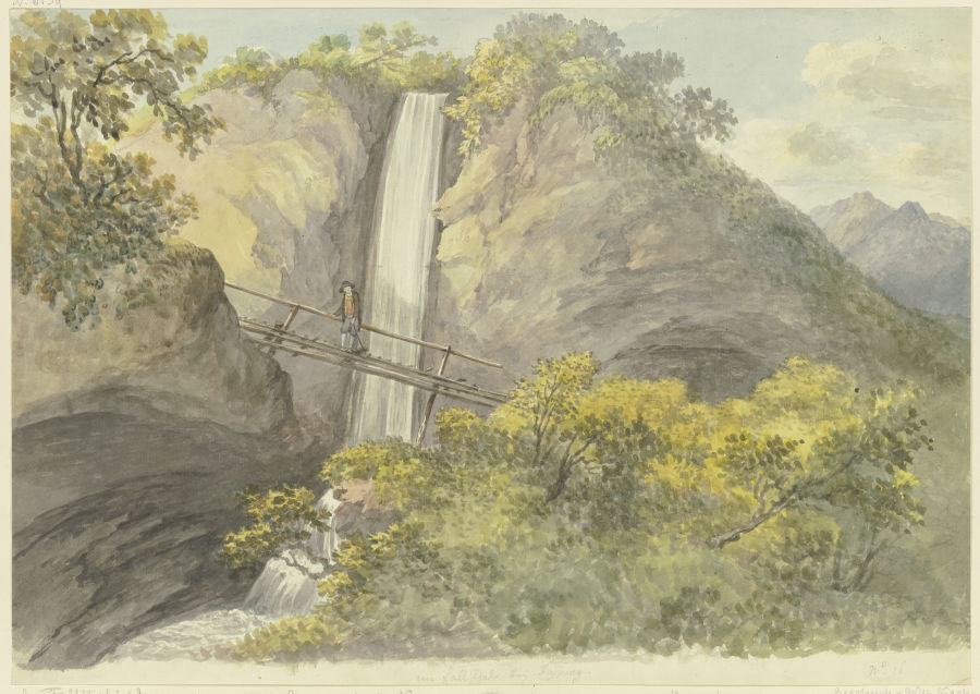 Wasserfall zwischen zwei Felsen from Georg Melchior Kraus