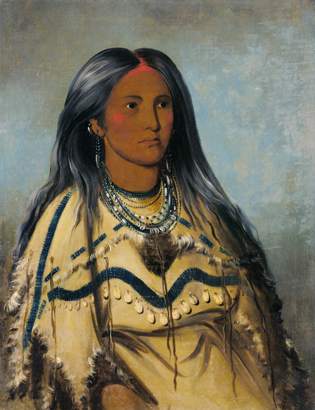 'Mint', a Mandan Indian girl, 1832 (colour litho) from George Catlin
