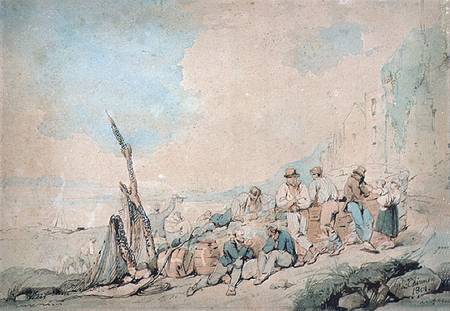 Coast Scene with Figures near a wall from George Chinnery