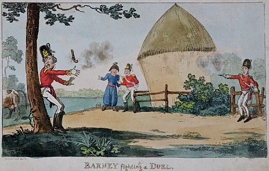 Barney fighting a duel from George Cruikshank