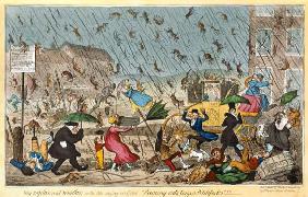 Very Unpleasant Weather, or the Old Saying verified Raining Cats, Dogs and Pitchforks! , pub. G. Hum