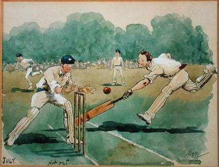 The Month of July: Cricket (pen & ink and w/c on paper) from George Derville Rowlandson