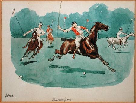The Month of June: Polo (pen & ink and w/c on paper) from George Derville Rowlandson