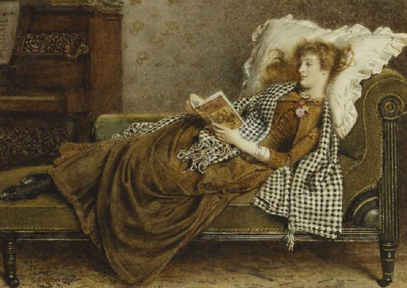 Eine junge Dame, lesend in einem Zimmer. from George Goodwin Kilburne