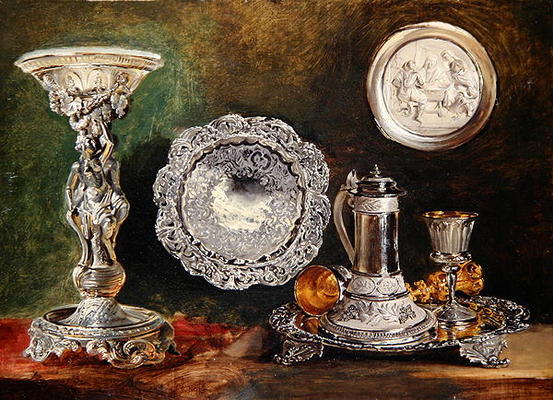 A Still Life of Silver, c.1833 (oil on canvas) from George Lance