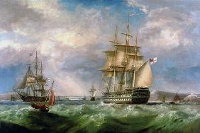 British Men-O'-War Sailing into Cork Harbour