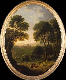 Wooded Landscape with Peasants and Cattle on a Path
