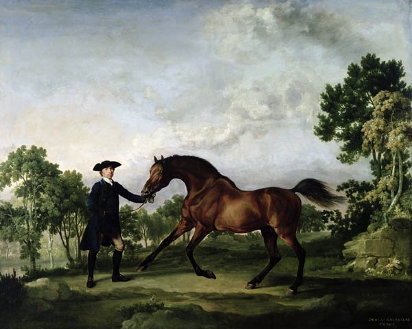 The Duke of Ancaster's bay stallion Blank, held by a groom, c.1762-5 from George Stubbs
