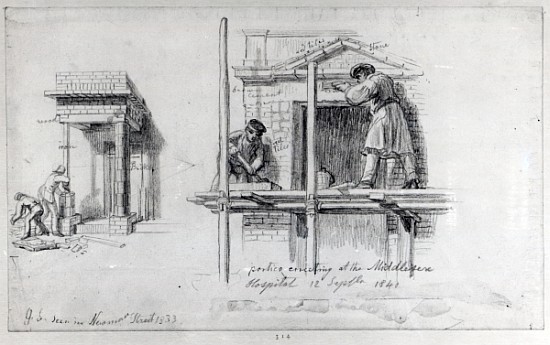 Erecting Porticos at Newham Street and Middlesex Hospital, London, 1833 and 1840 from George the Elder Scharf