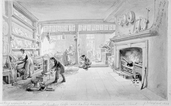 The Kitchen of Mr. Sander''s Coffee and Eating House, Newgate Street from George the Elder Scharf