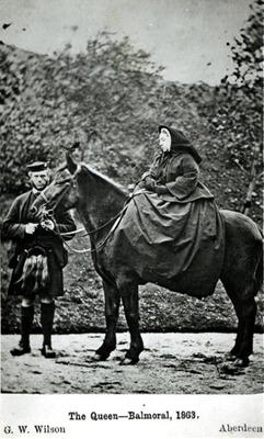 Queen Victoria (1819-1901) on horseback at Balmoral , 1863 (b/w photo) from George Washington Wilson