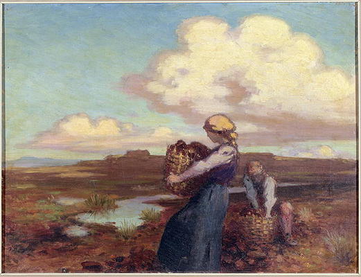 The Peat Gatherers (oil on canvas) from George William Russell