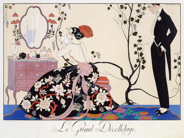The Backless Dress, engraved by Henri Reidel, 1920 (colour litho) from Georges Barbier