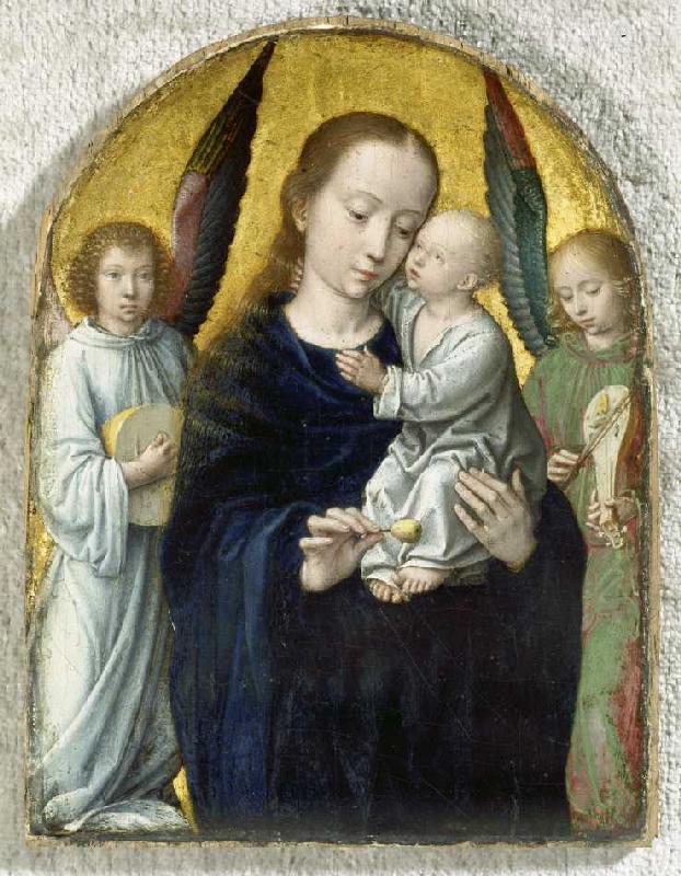 Maria with the child between angels playing instruments from Gerard David
