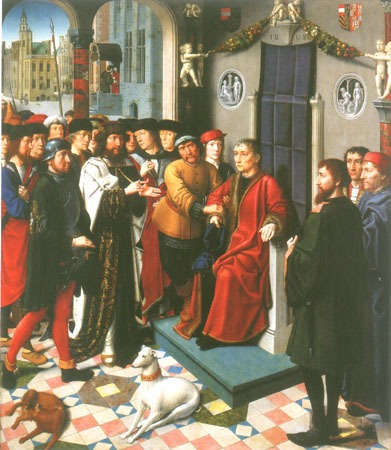 The justice of the Kambyses: Kambyses exposes the bribable judge Sisames for a (left wing) from Gerard David