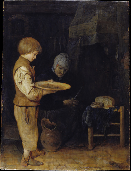 Old Woman and Boy Take a Modest Meal from Gerard ter Borch d. J.