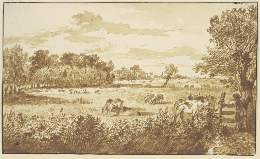 Waldwiese mit Vieh, rechts am Zaun der Hirte from Gerard van Nijmegen