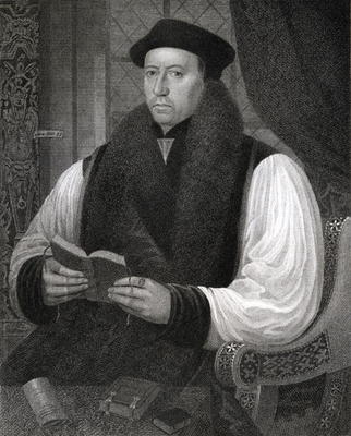 Portrait of Thomas Cranmer (1489-1556) from 'Lodge's British Portraits', 1823 (litho) from Gerlach Flicke