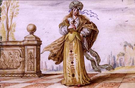 A Bejewelled Allegorical Woman on a Terrace from German School