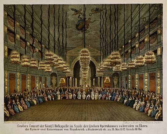Concert of the royal band in the auditorium of the Dresden Opera House in honour of the imperial cou from German School