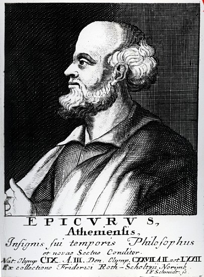 Epicurus; engraved by Johann Fredrich Schmidt from German School
