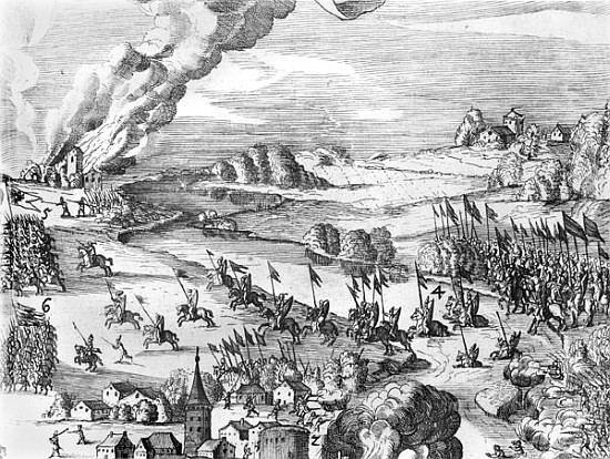 General view of the battle of Muhlberg, detail, 24th April 1547  (see also 217805 to 217810) from German School