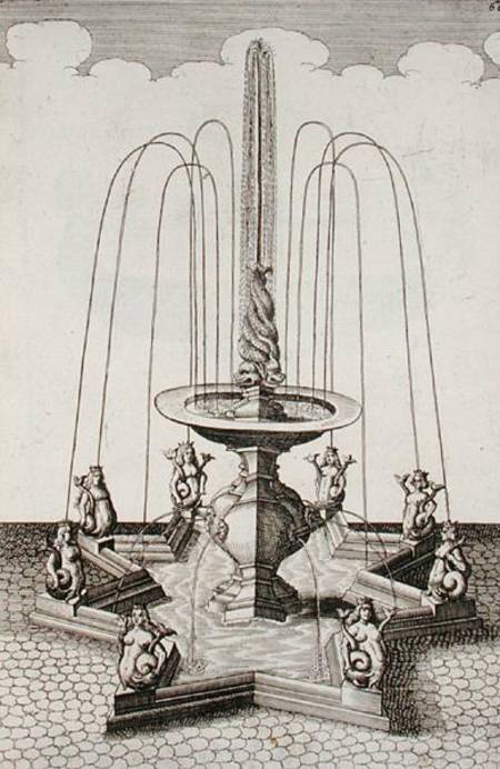 Mermaid fountain, from 'Architectura Curiosa Nova', by Georg Andreas Bockler (1617-85) from German School