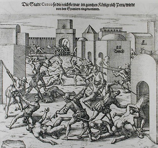 Siege of Cuzco Francis Pizarro (1475-1541) in 1531-32 from German School