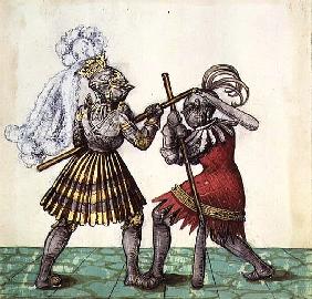 Fol.83 Emperor Maximilian I of Germany (1459-1519) engaged in man-to-man combat, from the ''Freydal 