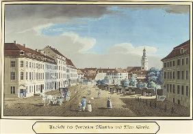 View of the Hackescher Markt and the Church of St. Mary, Berlin