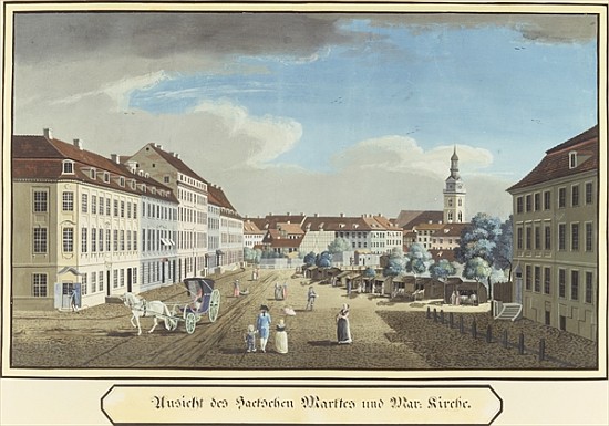 View of the Hackescher Markt and the Church of St. Mary, Berlin from German School