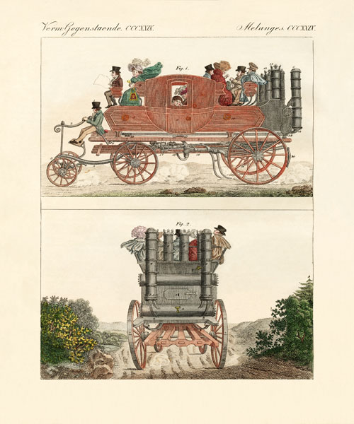 Gurney's steam coach from German School, (19th century)