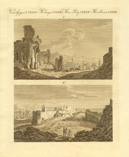 Ruins of the old town Sagunto in Spain from German School, (19th century)