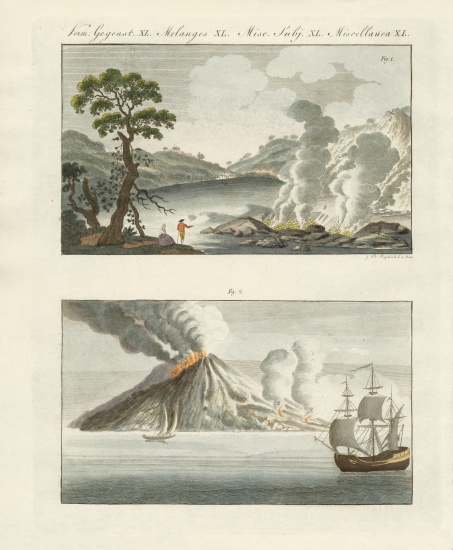 Strange volcanic objects from Sub-Italy from German School, (19th century)