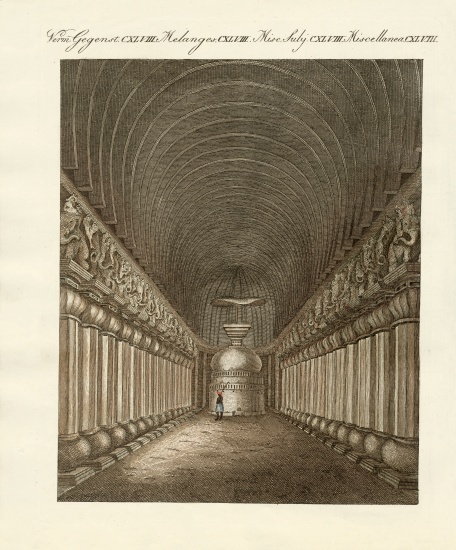 The caves of Carli in India from German School, (19th century)